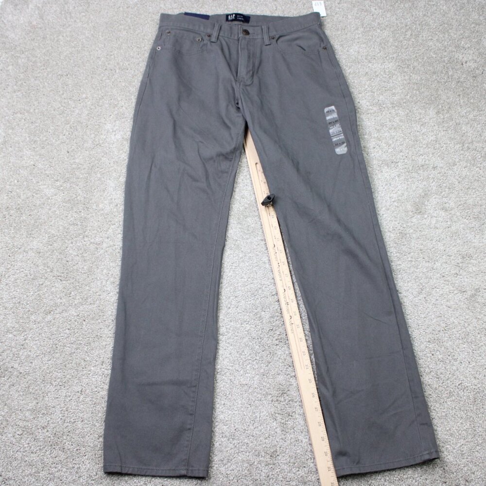 GAP Denim Chino Pants NWT Mens 30x32 Gray Straight Leg Flat Front Mid Rise - Picture 3 of 15